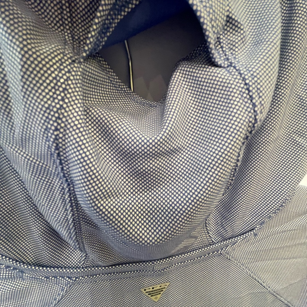 Columbia PFG Hooded Sun Shirt XL UPF Blue Performance Fishing Top - Picture 7 of 9
